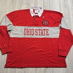 Ohio State Buckeyes Spellout Boxy Rugby Polo Men’s XXL Scarlet Hollister NWT